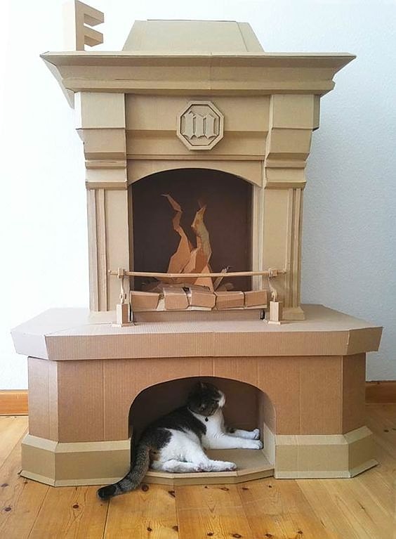 Marble imitating structure of the fireplace