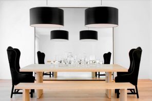 Black Dining Room Set for Different Interior Styles. Metal frame for the lamps