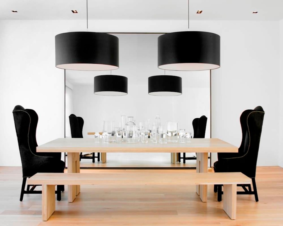 Black Dining Room Set for Different Interior Styles. Metal frame for the lamps