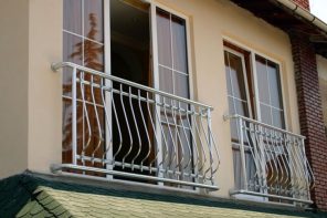 French Balcony in the Modern Interpretation and Decoration. Modern cottage with french balconies at the guest bedrooms