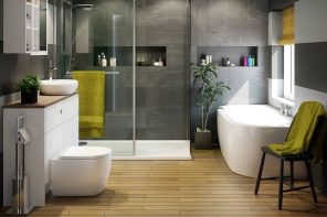 5 Design Ideas that will Make Your Bathroom Beautiful. Luxurious design with laminate and large gray tile