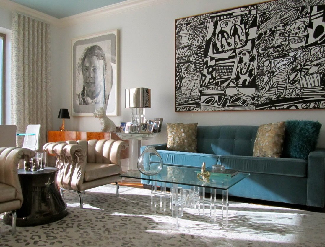 1970s Interior Design Ideas with Photo Examples. Black and white abstraction on the wall