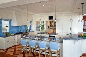 Mediterranean Style Kitchen Interior Design Ideas with Photos. Large table for big family