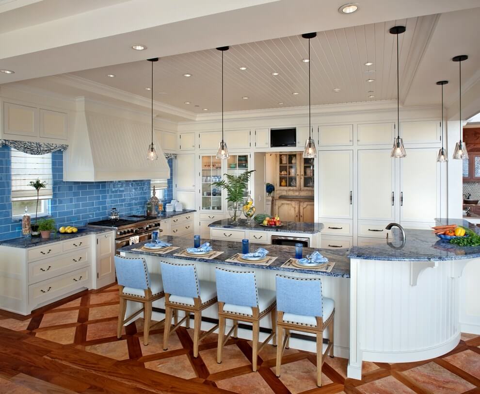 Mediterranean Style Kitchen Interior Design Ideas with Photos. Large table for big family