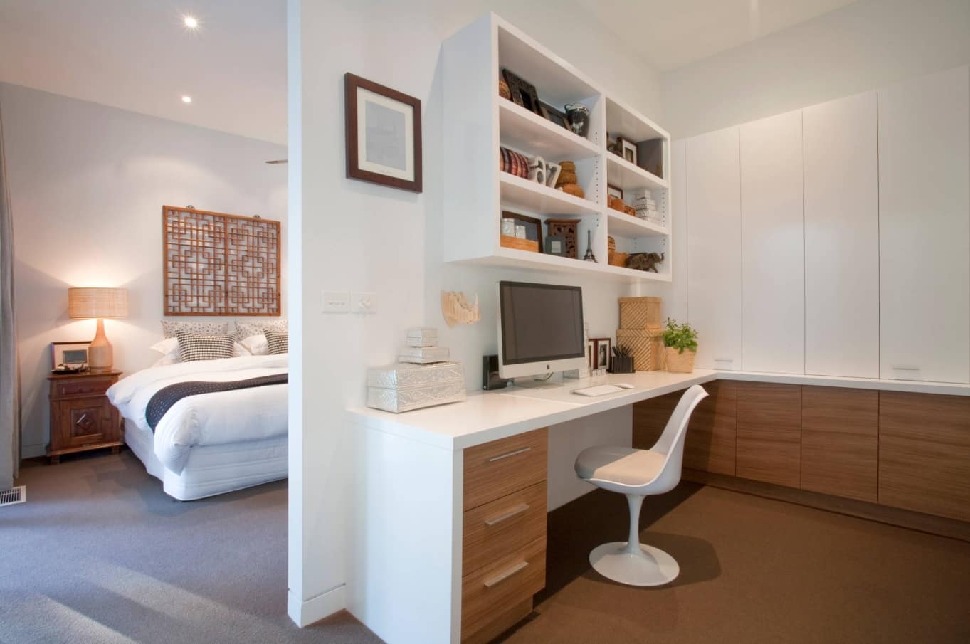 How Interior Decorating Affects Productivity in the Workspace. Modern styled bedroom with the study zone