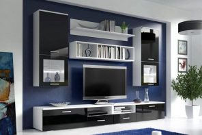 dark blue background for midern designed living room with playground