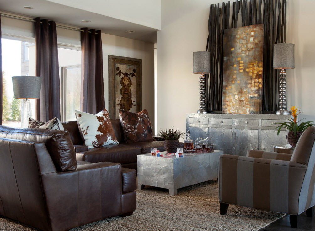 Exceptional Nobility and Elegance of Brown Living Room. Classic design is great idea for brown interiors