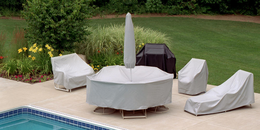 Different Types of Patio Furniture Covers and How to Take Care of Them. Covered outdoor furniture at the pool