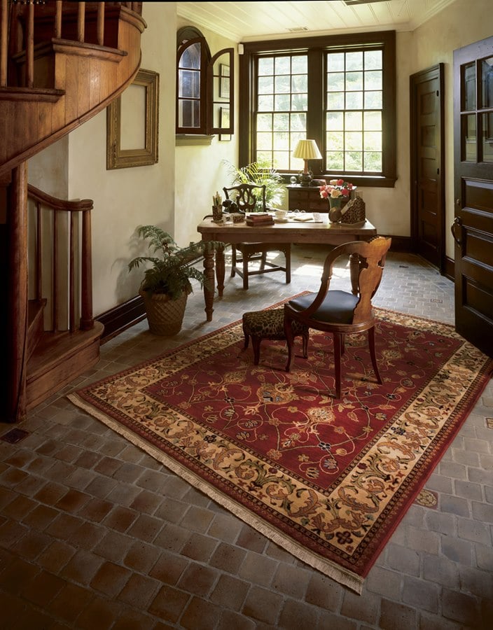 Arts and Crafts Interior Design: Origins and Perspectives of the Style. Great example of the rare vintage hall design having the painted carpet and sash window