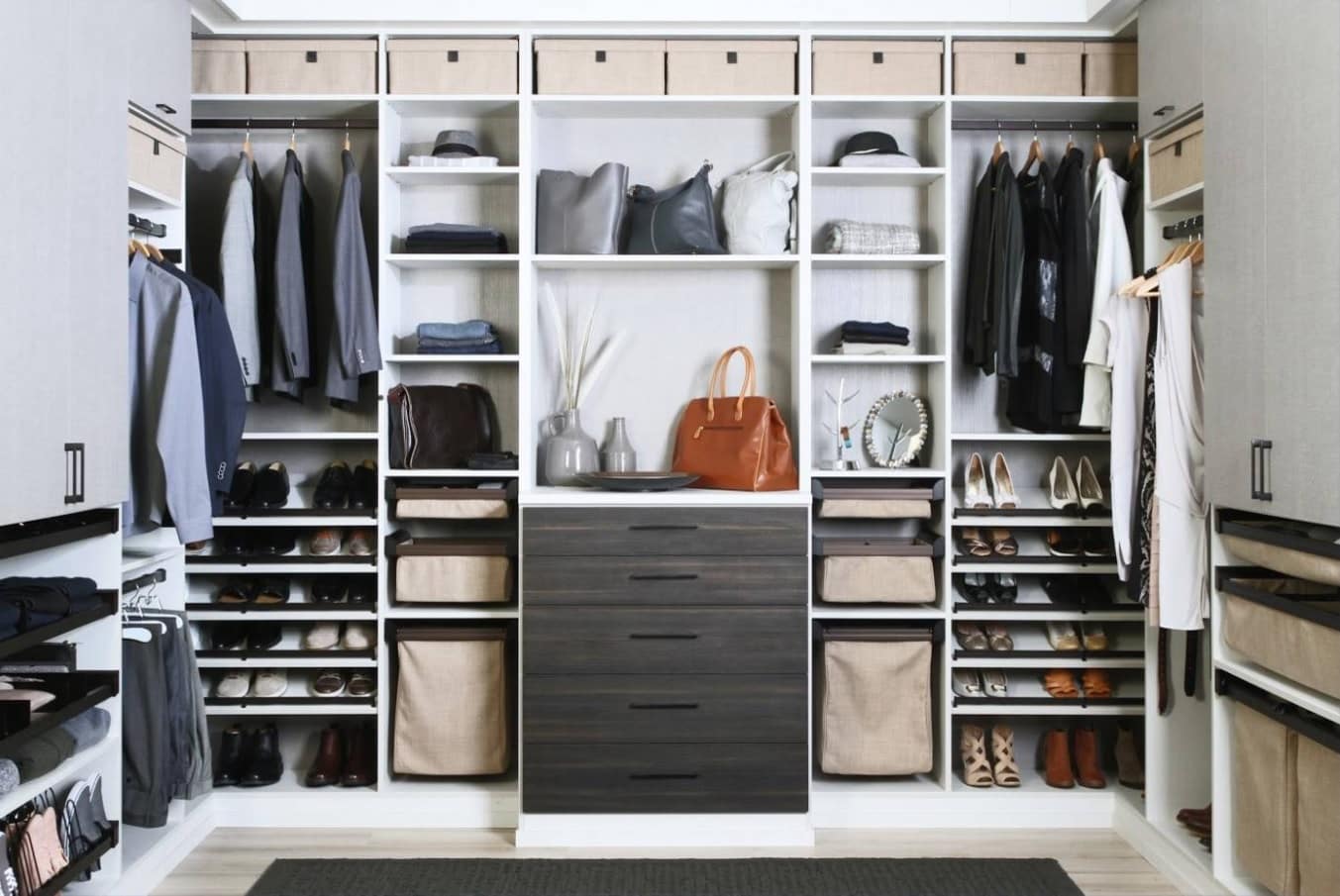 3 Storage Tips to Keep Your Home Chic and Practical. Walk=in closet with box storage open shelves