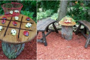 Great Ideas for Your Garden With Tree Stumps. Tic-tac-toe table for relax