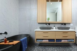 Ideas to Transform Your Apartment’s Bathroom. Great idea for storage in modern bathroom