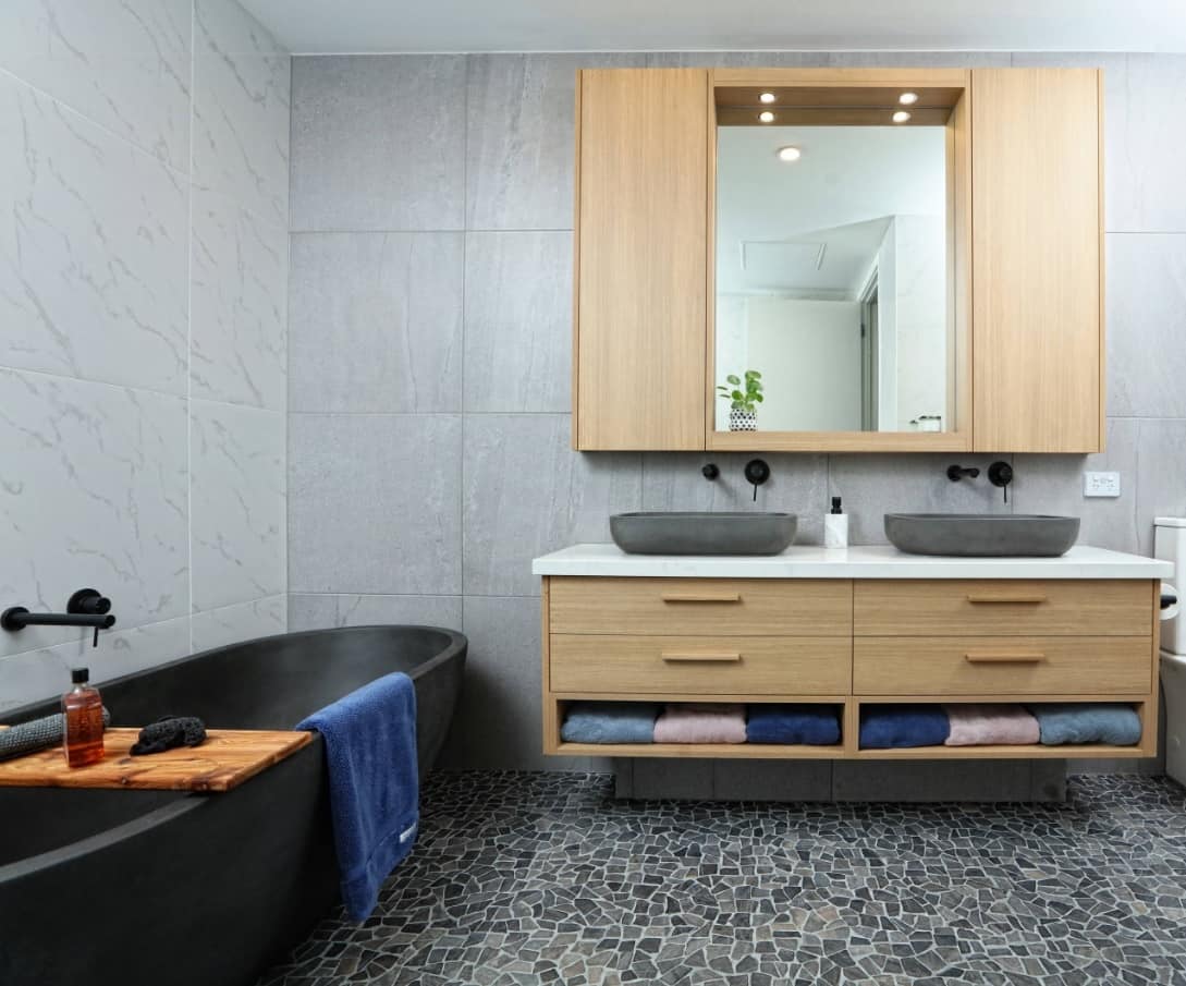 Ideas to Transform Your Apartment’s Bathroom. Great idea for storage in modern bathroom