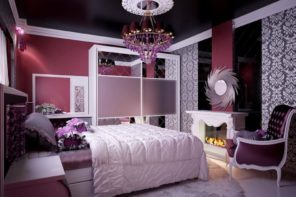 Big Girl Room Interior Design and Decoration Ideas. Spectacular black ceiling and large chandelier for unusual classic interior