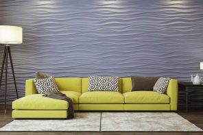 3D Textured Gypsum Wall Panels to Make Accent. The play of light on impressionistic waves made of gypsum panels