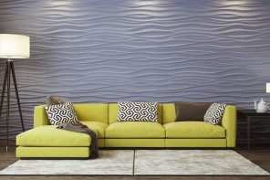 3D Textured Gypsum Wall Panels to Make Accent. The play of light on impressionistic waves made of gypsum panels