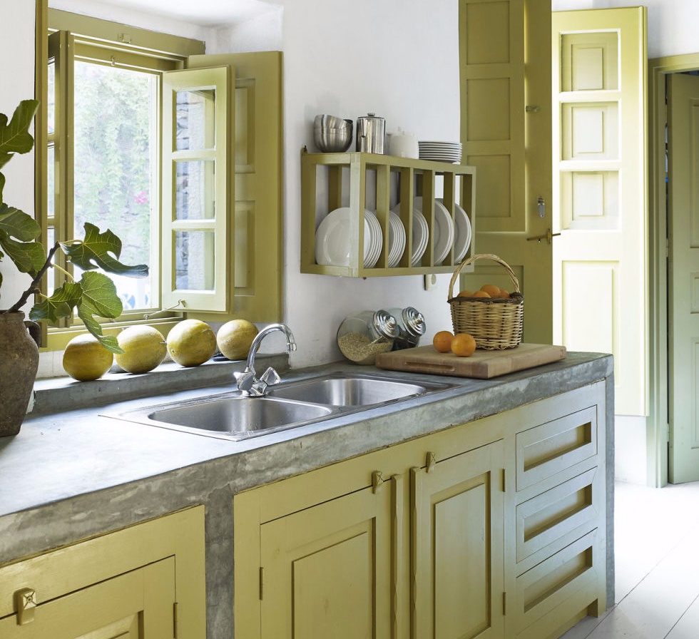 Greek Kitchen Interior Design Style: Harmony of Simplicity. Mild yellow tone for Classic room