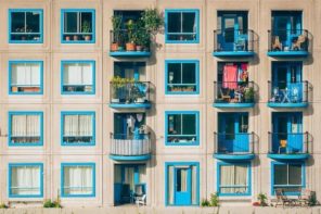 Getting The Most Out Of Your Small Balcony. Typical apartment house with blue colored balconies