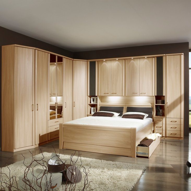Modern bleached oak colored furniture for bedroom