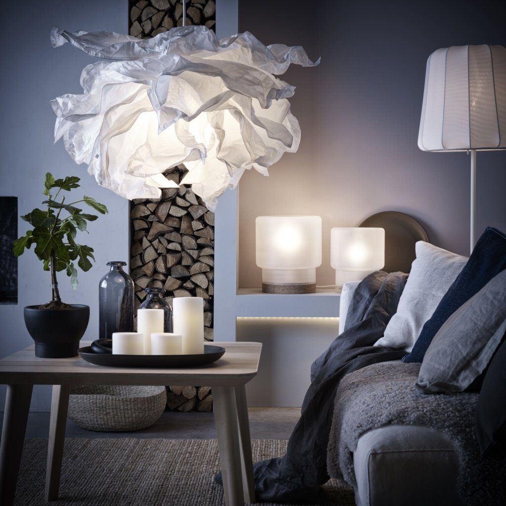 Modern Chandeliers: Huge Selection of Room Decorating Options. Very unusual as if crumpled paper form of the lamp shade