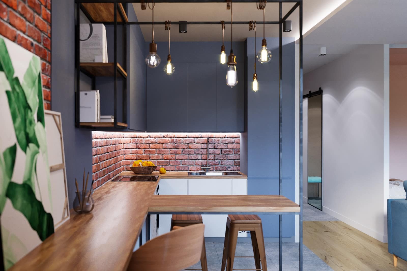 Designing Connected Homes: Make Your Smart House Functional & Appealing. Great modern designed kitchen with brickwork imitating splashback
