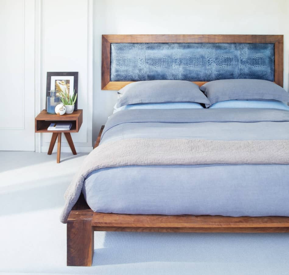 What To Look For If You Want To Buy Green. Natural mattress in blue for modern bedroom with scent of wooden elements