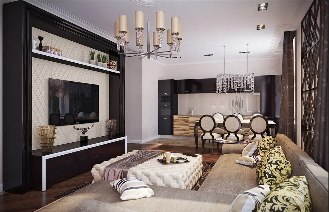 Art Deco Living Room Interior Design Ideas. Simple casual designed classic room