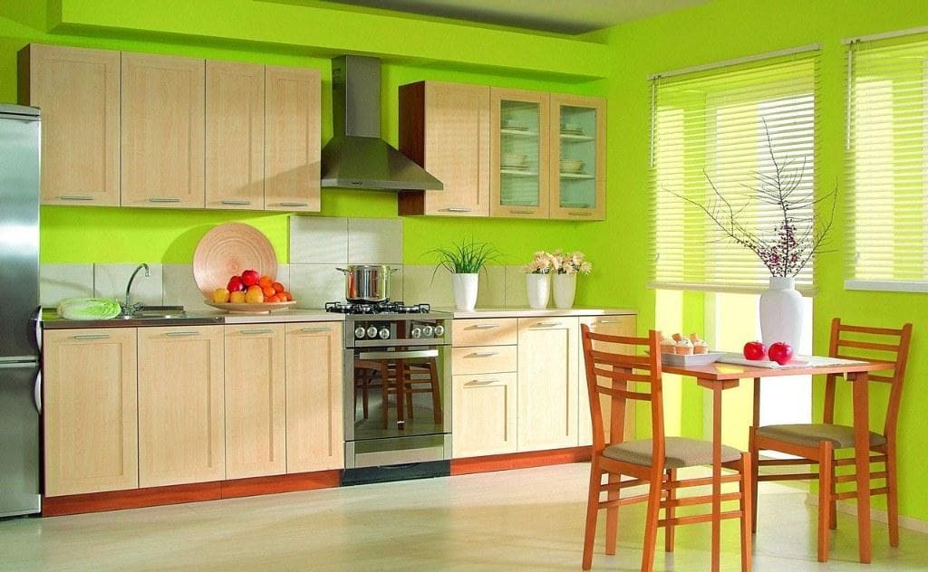 Here’s How You Can Create a Sustainable and Green Kitchen. Joyful and festive kitchen interior with bright walls