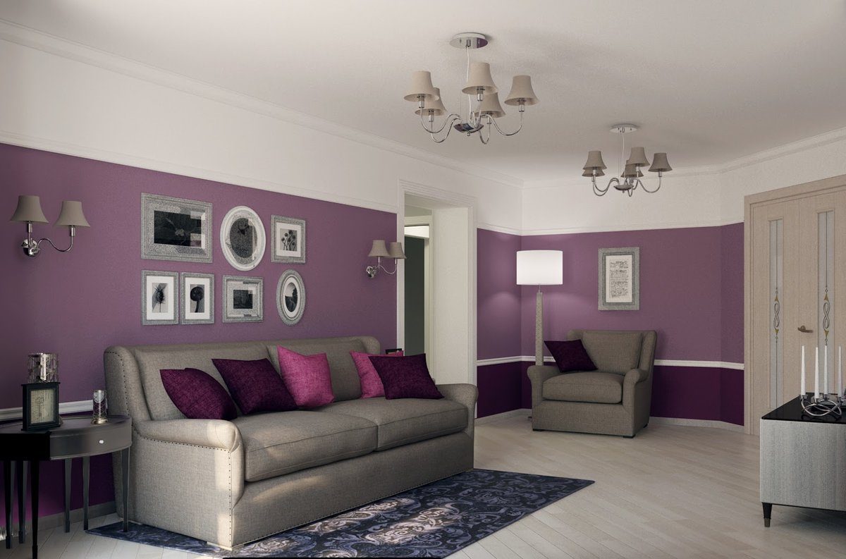 living room ideas with lilac walls