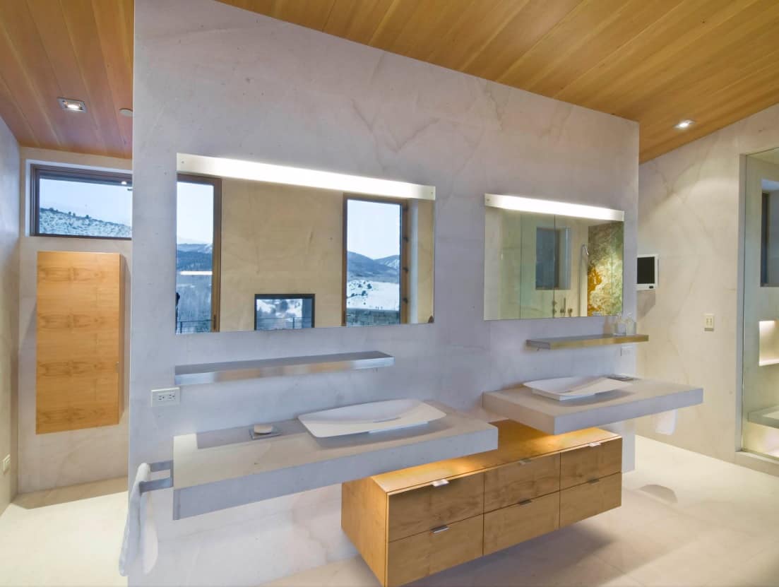 5 Ways to Improve Your Bathroom. Wood and stone: noble material combination for ultramodern room