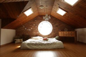Protect Your Health with Organic Bedding and Pillows. Nice loft bedroom with platform bed and plank sheathing