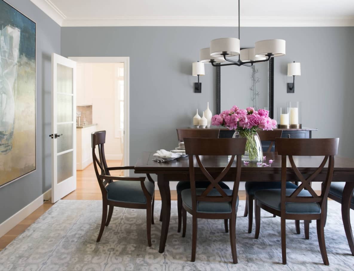 Home Remodeling & Renovation Ideas: 4 Ways to Update Your Home. Nice calm gray color for the traditional dining room