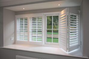How to Buy the Right Plantation Shutters for Your House. Staged house interior of casual style in gray color