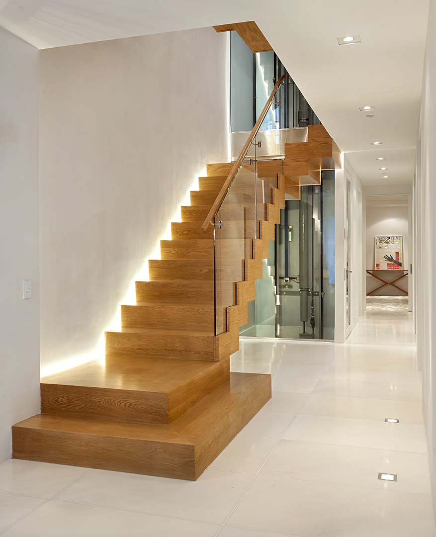 5 Ways To Prevent Falls, Slips, And Trips On Your Staircase. LED backlighting of the wooden laminated modern stairs