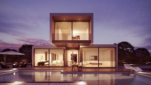 Designing Tips From The Pros To Make Your House Outstanding. Module house in monumentalistic style in front of the pool