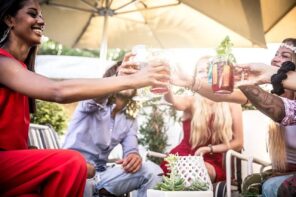 Design Ideas for Your Next Event Your Attendees Won't Soon Forget. Drinking the beverages in the company under the parasol