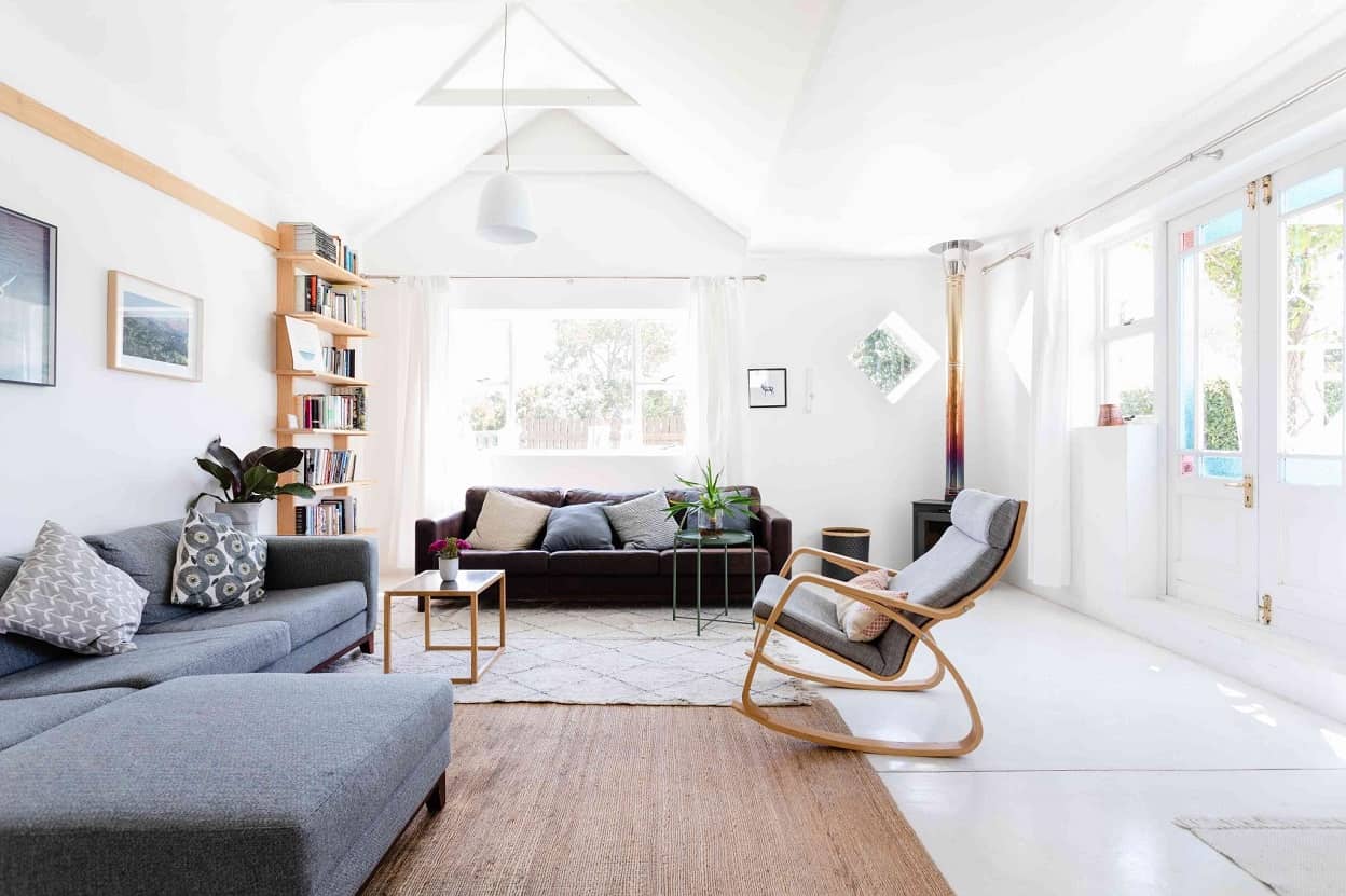 How to Design Your Room Like an Interior Designer? Scandinavian styled living room with wooden floor, white painted walls and white rugs