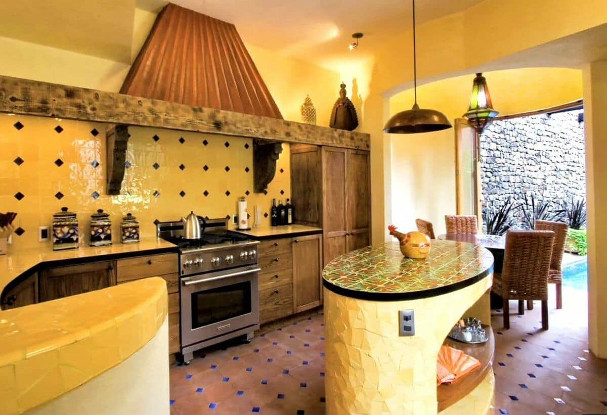 Egyptian Style Kitchen Decor and Design Ideas. Yellow colored arabic motifs with ethnic touch in the form of decor elements