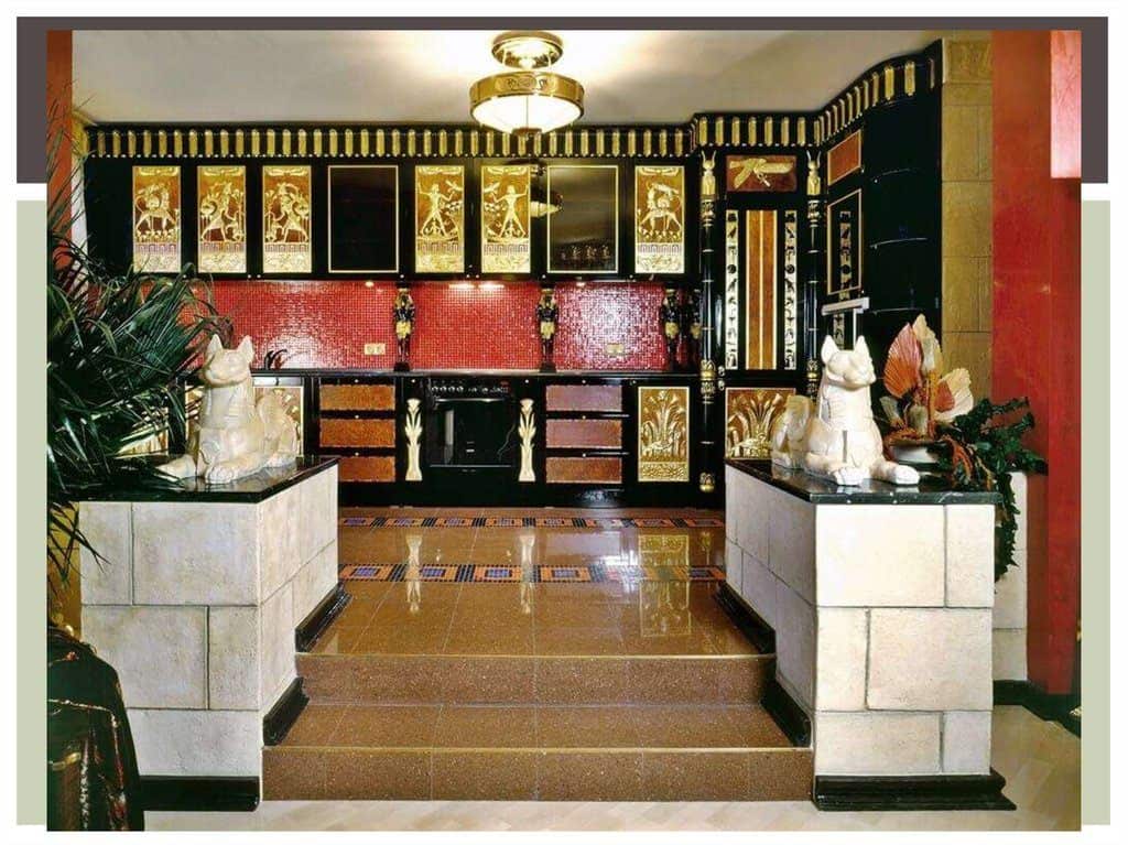 Egyptian Style Kitchen Decor and Design Ideas. Black and gold color palette for classic style