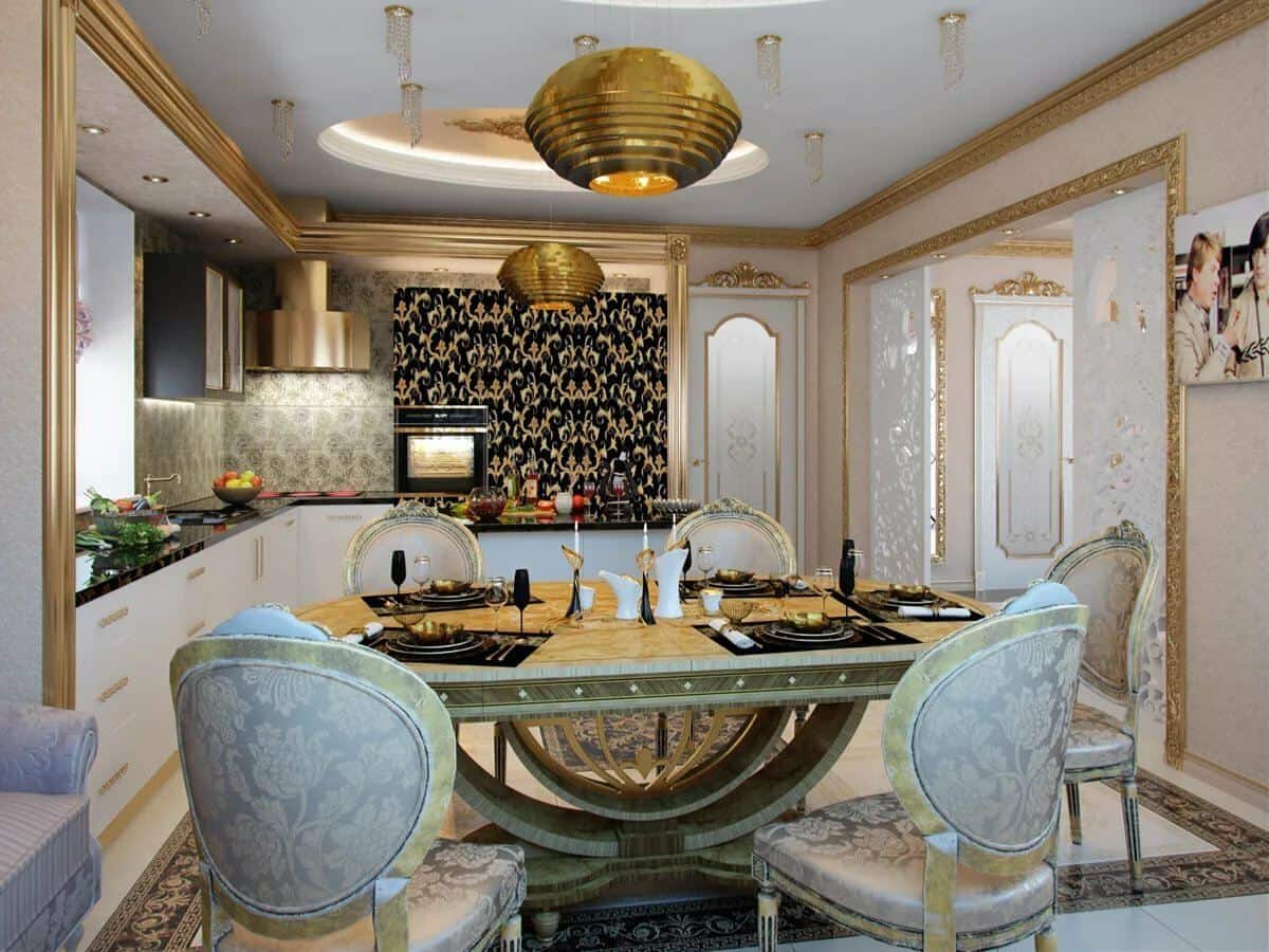 Egyptian Style Kitchen Decor and Design Ideas. Royal gilded patterns in the space decor and furniture