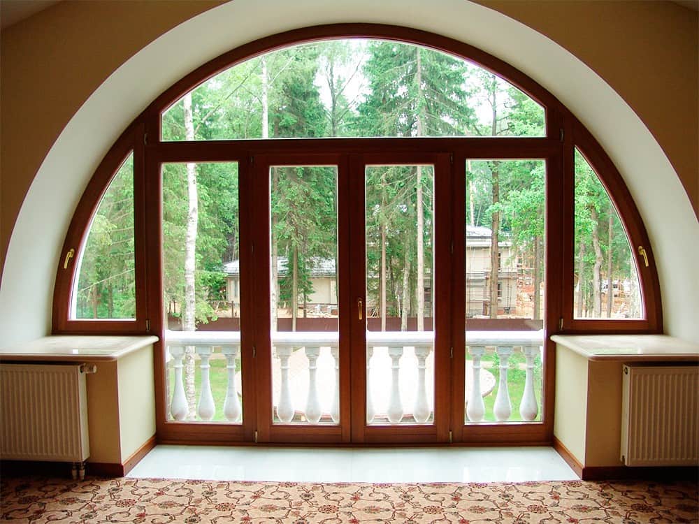Arched balcony unit with mild beige wooden color