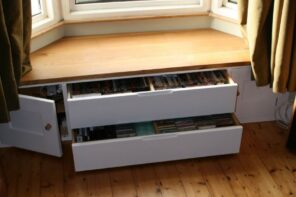 Hidden Storage Space Organizing Ideas. Unusual storage system under the window sill