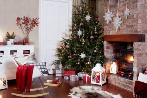 New Year 2022 Interior Decoration Ideas. Fully decorated room with Christmas atmosphere