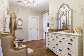 How to Choose the Right Hallway Chest of Drawers. The classic white chest and mirror for spacious room with dark wooden floot