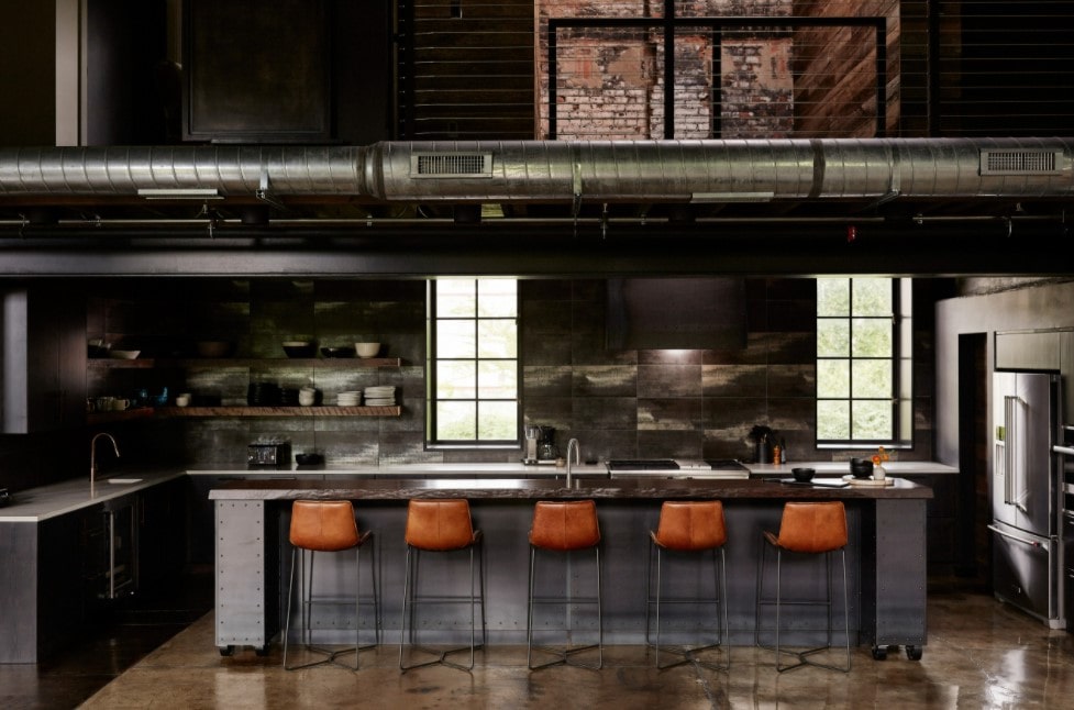 Main Kitchen Interior Trends and Design Ideas 2022. Brutal industrial style for spacious room with noir atmosphere