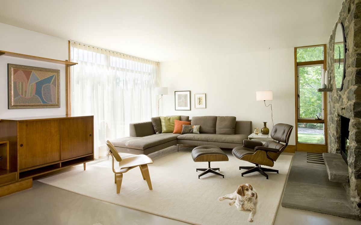 Modern furniture, Eames chair and pastel color for the Mid-century interior in its modern interpretation 