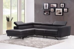 Useful Tips On How To Design A Relaxing Spot In Your House. Chic modern black leather angular sofa for the gray painted living room
