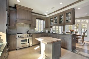 Common Mistakes to Avoid While Designing Your Kitchen. Dark wooden facades and small central island for maximum function