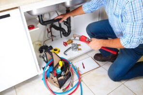 4 Questions To Ask When Hiring A Plumber. The professional is fixing the drainage under the kitchen sink