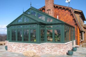 Tips On Where To Place Your Greenhouse. Classic royal English exterior design with sash windows and gabled roof as the annex to the house